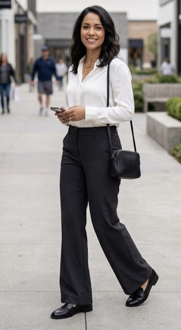 Theory Emery Black Wool Lycra Wide Leg Dress Pants Trousers Women Size 8